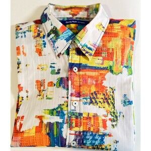 Georg Roth Men’s Long Sleeve Shirt Multicolor Abstract Print Button Up XL